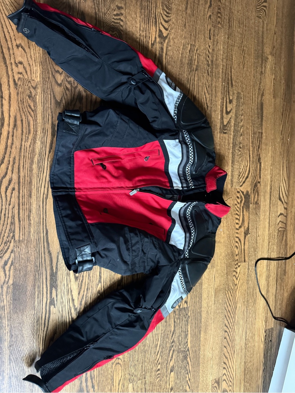 Firstgear Leather-Tex Sport Motorcycle Jacket woMen's Large Red Black White